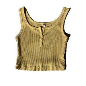 Uniqlo Ribbed Yellow Tank Crop Top